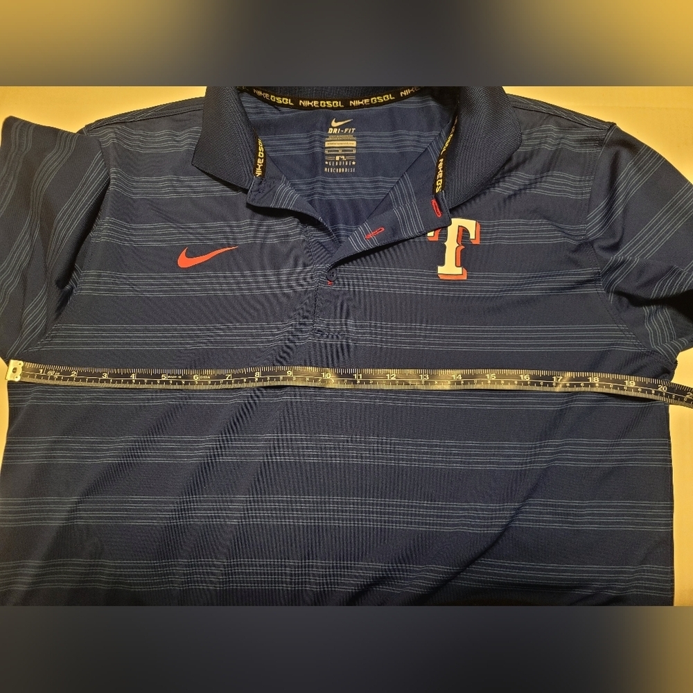 Nike Texas Rangers Dry Fit Men's Blue Striped Shirt Size MEDIUM - Picture 5 of 9